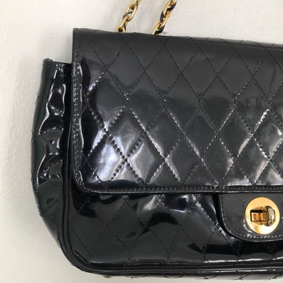 Arnold Scaasi For Meyer Women's Quilted Chain Strap Double Flap 2-way Bag Black - Picture 4 of 7